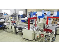 Dây chuyền đóng đai và dán thùng carton tự động