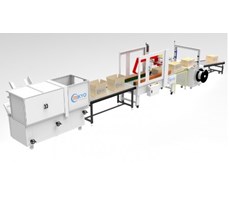 Dây chuyền đóng gói tự động cấp mở, dán và đóng đai thùng Carton