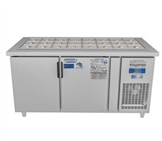 Bàn mát salad quạt gió 2 cánh inox BSQ-2MI1575 1M5