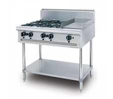 Bếp âu 4 họng có bếp chiên phẳng dùng gas Berjaya OB4GG1BFS-17