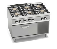 BẾP GAS 6 BẾP SỬ DỤNG LÒ NƯỚNG ĐIỆN 1/1 GN SG9F6PSP+FE2