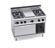 Mặt bếp liền khối + 4 bếp mở với lò nướng gas 2/1 G7T4P4F+FG