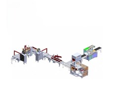 Dây chuyền dán, đóng đai kết hợp máy co màng tự động