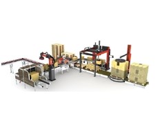 Dây chuyền đóng gói, xếp pallet và quấn màng pallet tự động