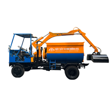 Máy trộn bê tông tự cấp liệu bồn ngang 24 bao 2 cầu động cơ 4 máy