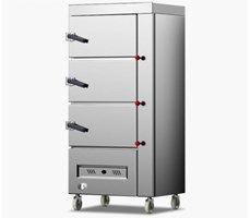 Tủ hấp công nghiệp 3 cửa dùng gas 10 khay CHINENG 