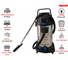 Máy hút bụi và nước công nghiệp Kewin KN803S – Máy hút bụi nhà xưởng 80 lít (HEPA)