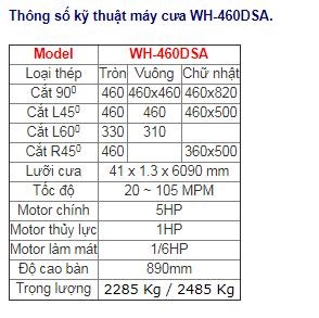 Máy cưa vòng 1 trụ WH-460DSA