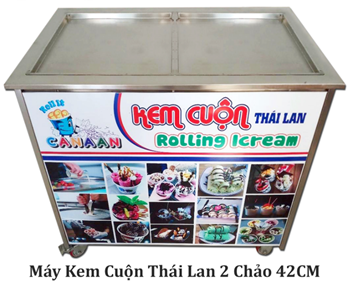 Máy Làm Kem Cuộn Thái Lan 2 chảo 42cm