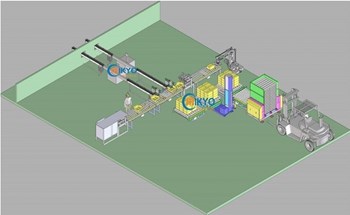 Hệ thống đóng gói tự động với sản phẩm là lọ thủy tinh