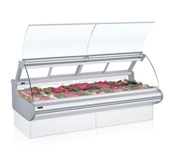 Tủ mát trưng bày thịt mặt cong nâng lên OPO E0M1-CL