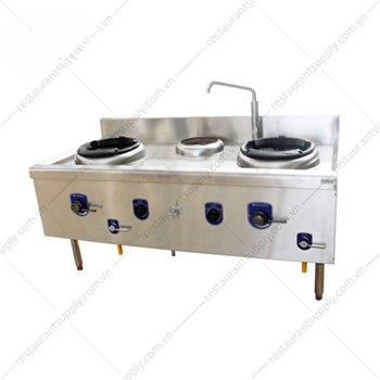 Bếp xào Eco 2 họng dùng gas có quạt thổi + 1 nồi nước EGWR21B