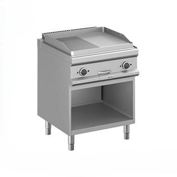 Bếp chiên bề mặt dùng điện, 1/2 mặt phẳng trơn, 1/2 mặt phẳng sọc được mạ crôm, có chân tủ MFTE77ALR