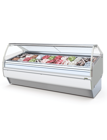 Tủ trưng bày kem kính cong MX