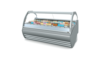 Tủ trưng bày kem kính cong Troy