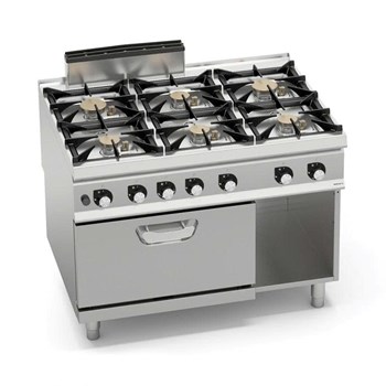 BẾP GAS 6 BẾP SỬ DỤNG LÒ NƯỚNG GAS 2/1 GN SG9F6PSP+FG