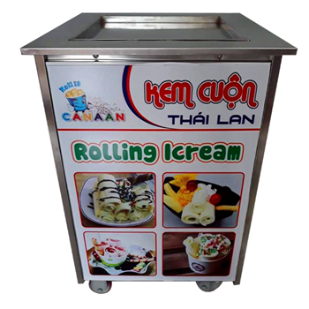 Máy làm kem cuộn chảo đơn 42cm  