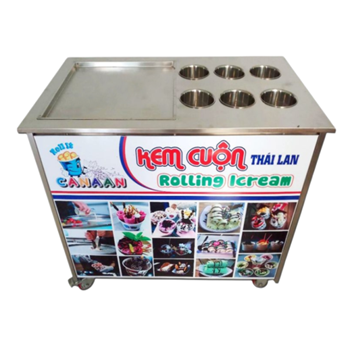 Máy làm kem cuộn Thái Lan 42cm kèm 6 ngăn chứa Canaan