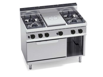 Mặt bếp liền khối + 4 bếp mở với lò nướng gas 2/1 G7T4P4F+FG