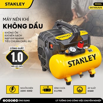 Máy nén khí không dầu 6L Stanley DST100/8/6 