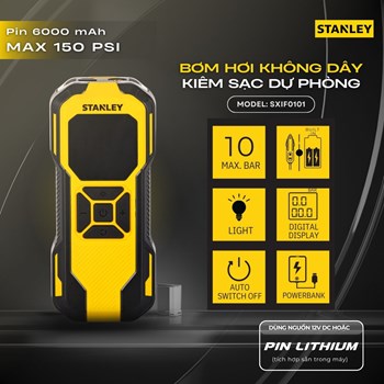 Dụng cụ đa năng bơm xe, đèn pin Led, sạc dự phòng STANLEY SXIF0101  