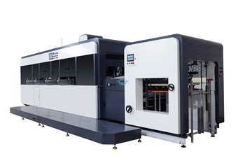 Máy bế hộp pet tự động (2 trạm bế gân và đứt tách rời, bế cao tần) SZCL-850 