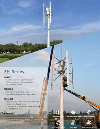 Turbine gió trục đứng dòng FH Series FH-15KW/ FH-20KW/ FH-30KW/ FH-50KW/ FH-60KW