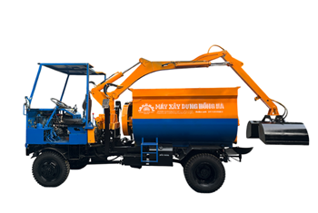 Máy trộn bê tông tự cấp liệu bồn ngang 24 bao 2 cầu động cơ 4 máy