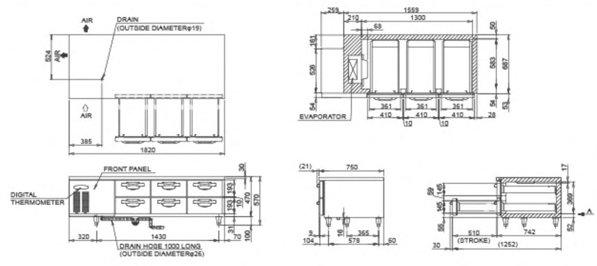 ban mat inox ngan keo hoshizaki 267 lit rtl-188ma-sd (r134a) hinh 0