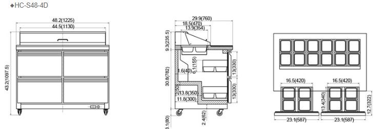 ban mat chuan bi salad, sandwich hc-s48-4d hinh 1