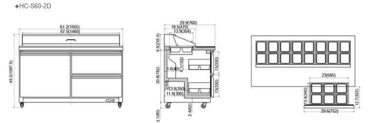 ban mat chuan bi salad, sandwich hc-s60-2d hinh 1