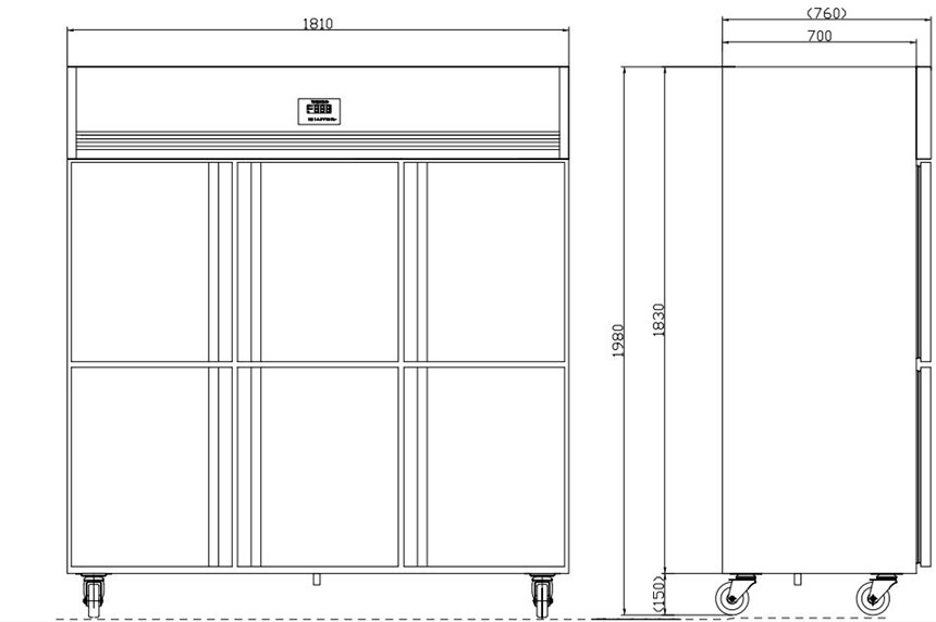 tu mat 6 canh inox kolner nkc1.6l6w ( quat gio) hinh 0