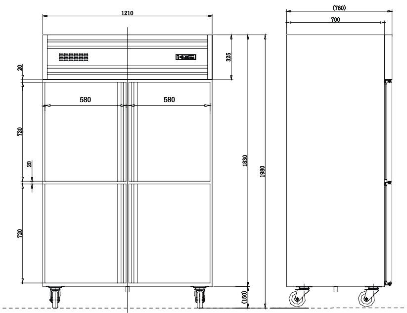 tu mat 4 canh inox kolner kc1.0l4 (lam lanh truc tiep) hinh 0