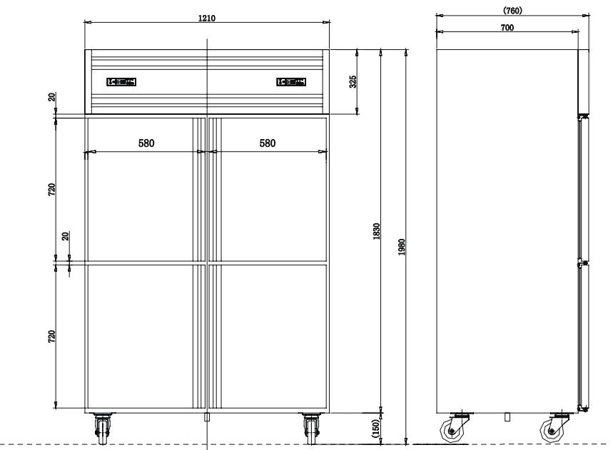 tu dong mat 4 canh inox kolner kcd1.0l4 (lam lanh truc tiep) hinh 0