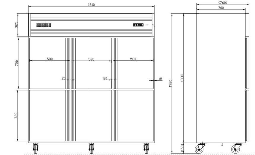 tu dong 6 canh inox kolner kd1.6l6w (lam lanh quat gio) hinh 0