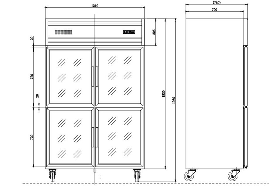  tu mat 4 canh kinh kolner kg1.0l4 (lam lanh truc tiep) hinh 0