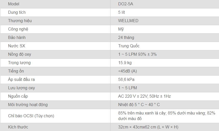 may tao oxy 5 lit wellmed do2-5a series - co xong mui hinh 7