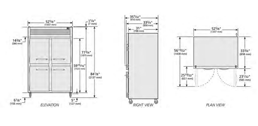 tu lanh cua xoay nua truoc/cua kinh phia sau ket hop pass-thru true stg2rpt-2hg/2hs-2g-hc hinh 0