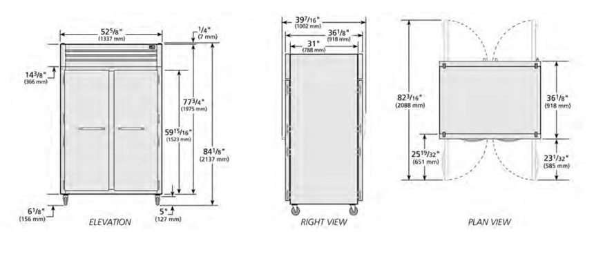 tu lanh cua xoay phia truoc/sau bang kinh pass-thru true stg2rpt-2s-2g-hc hinh 0