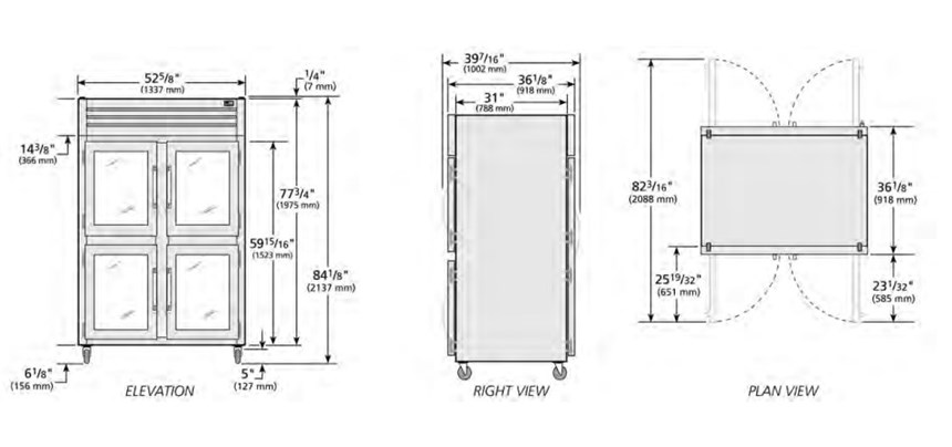 tu lanh cua xoay nua truoc/sau bang kinh pass-thru true stg2rpt-4hg-2g-hc hinh 0