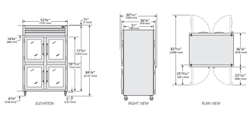 tu lanh cua xoay nua truoc/cua xoay sau bang kinh pass-thru true stg2rpt-4hg-2s-hc hinh 0