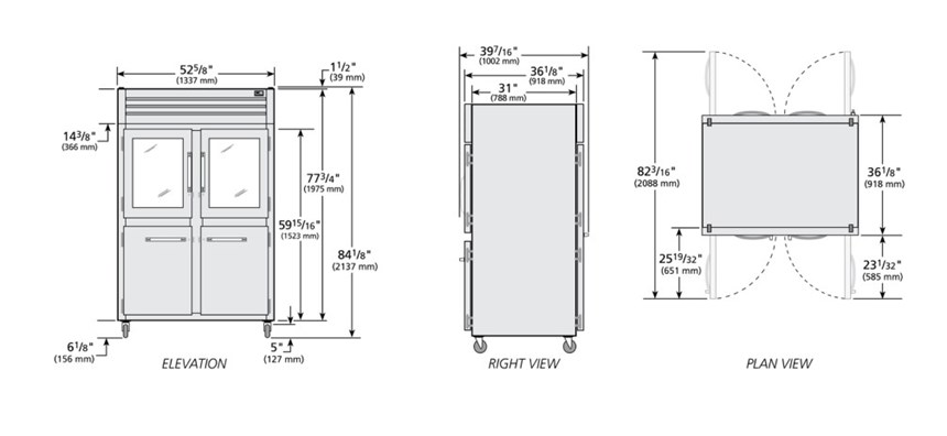 tu lanh ket hop nua phia truoc/cua xoay dac phia sau pass-thru true str2rpt-2hg/2hs-2s-hc hinh 0