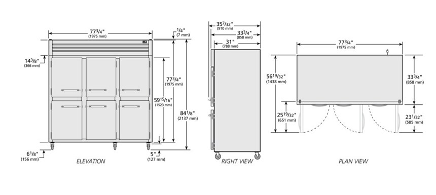 tu lanh cua xoay nua dac reach-in true sta3r-6hs-hc hinh 0