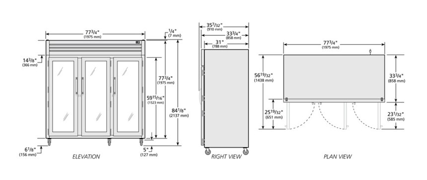 tu lanh cua xoay bang kinh reach-in co den led doc true str3rvld-3g-hc hinh 0