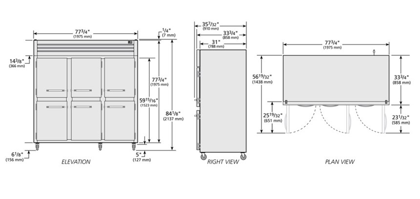 tu dong cua xoay dac reach-in true sta3f-6hs-hc hinh 0