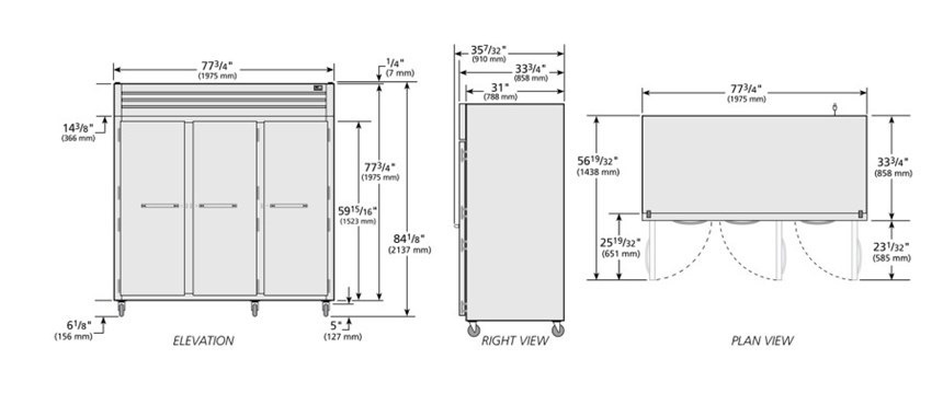 tu dong cua xoay dac reach-in true stg3f-3s-hc hinh 0