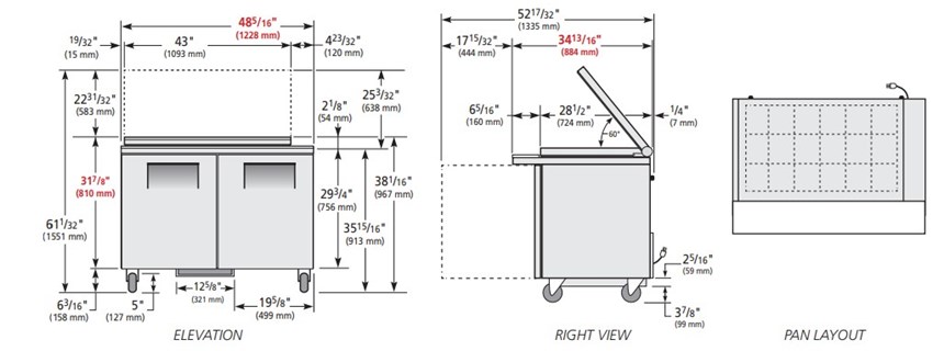 ban sandwich/salad cua dac mega-top co nap kinh phang true tssu-48-18m-b-fglid-hc hinh 0