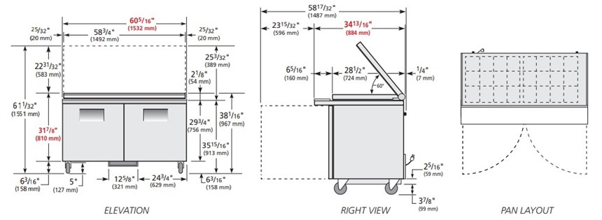 ban sandwich/salad cua dac mega-top co nap kinh phang true tssu-60-24m-b-st-fglid-hc hinh 0