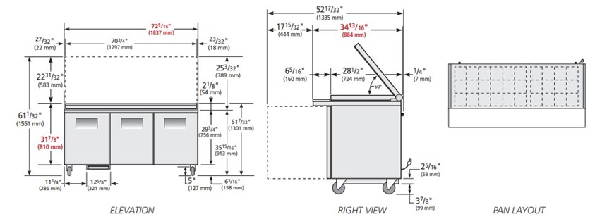 ban sandwich/salad cua dac mega-top co nap kinh phang true tssu-72-30m-b-st-fglid-hc hinh 0