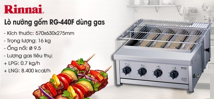 lo nuong gom rinnai rg-440f dung gas hinh 0